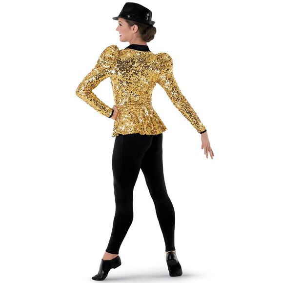 Weissman Gold and Black Sequin Dance Costume - Picture 3 of 4
